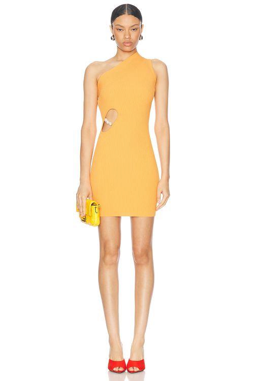 Moschino Jeans One Shoulder Mini Dress in Yellow - Orange.  XS also in