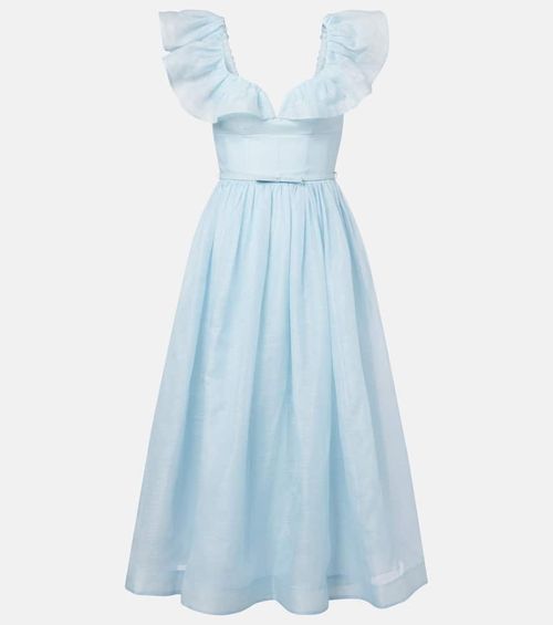 Dawning linen and silk midi dress