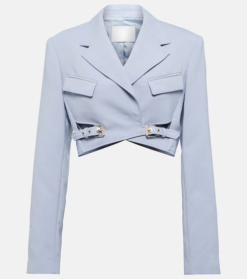 Cropped wool-blend blazer