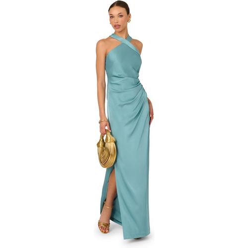 Adrianna Papell Womens Stretch Satin Long Dress - Blue