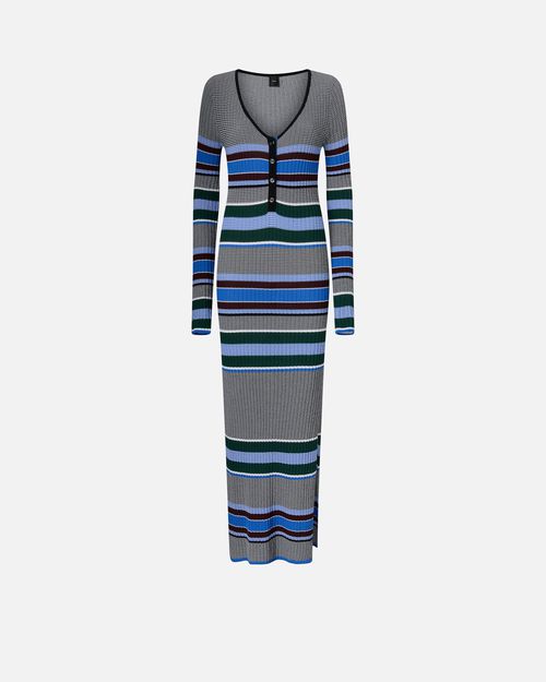 Long striped knit slim-fit dress - L