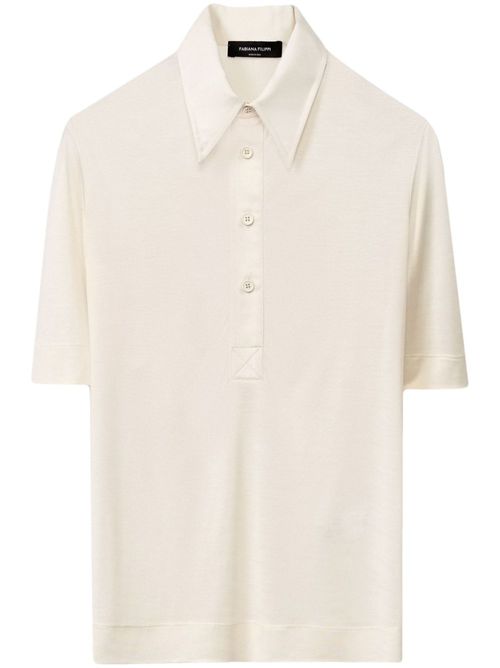 Silk polo top - Neutrals