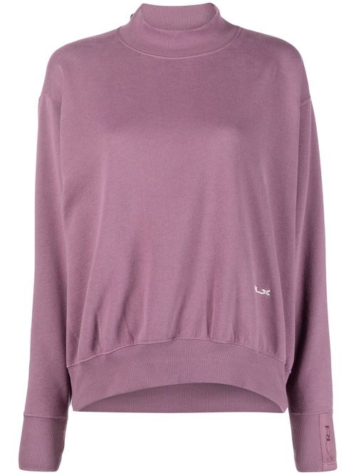 Embroidered-logo mock-neck jumper - Purple