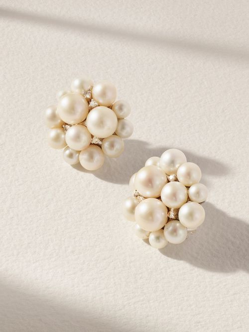 18-karat White Gold, Pearl And Diamond Earrings