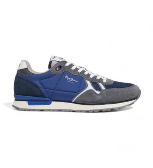 Pepe Jeans for man. PMS40016 Brit Leather Sneakers Navy Series (40), Flat, Laces, Casual