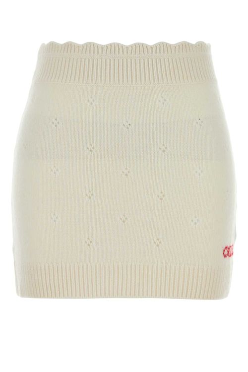 Wool Cashmere Blend Mini Skirt — White