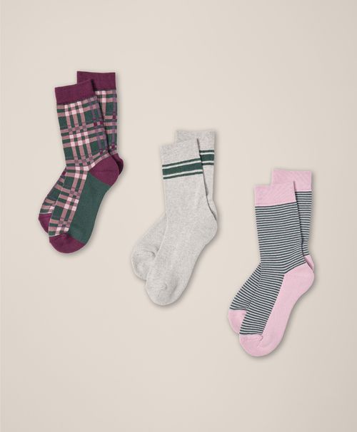 Women's Dark Spruce Stripes Perfect Crew Socks 3-Pack