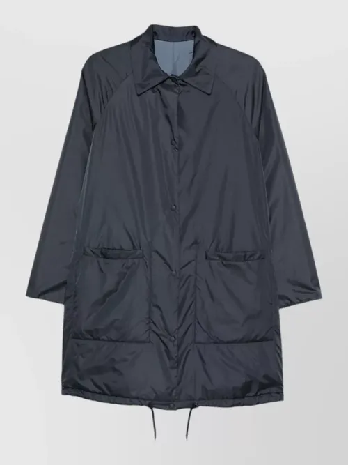 Aspesi - long nylon silk coat drawstring he