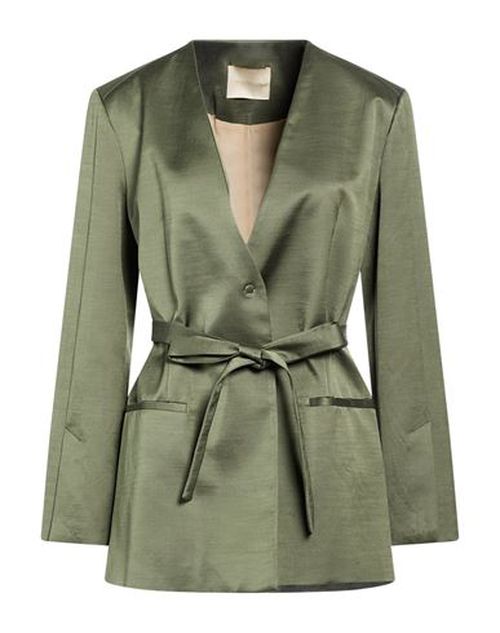 Momoní Woman Blazer Military green Size 6 Cotton, Viscose, Elastane