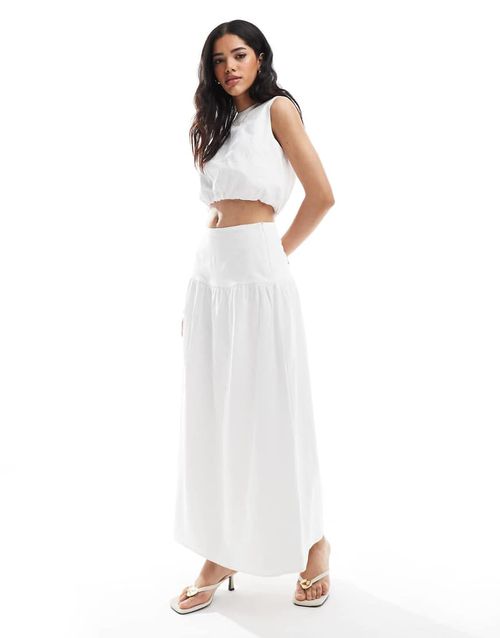 4th & Reckless poplin dropped waist maxi skirt co-ord in white