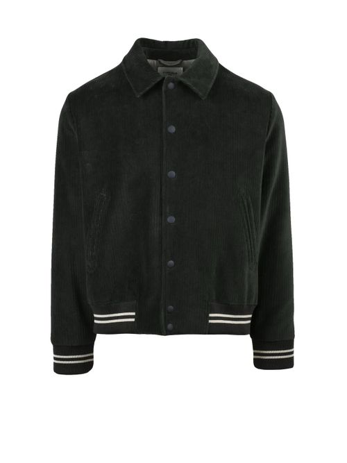 Forest Green Cotton-Blend Varsity Coat