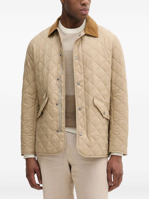 Quilted corduroy-collar jacket - Neutrals