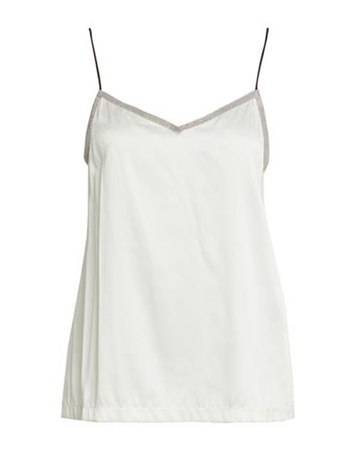 Woman Top Ivory Size 6 Silk, Elastane, Leather, Ecobrass