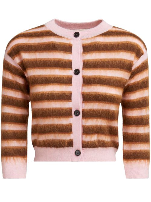 Striped brushed wool cardigan - Pink