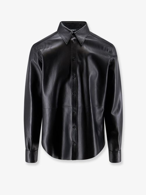 Leather Shirt Jacket — Black