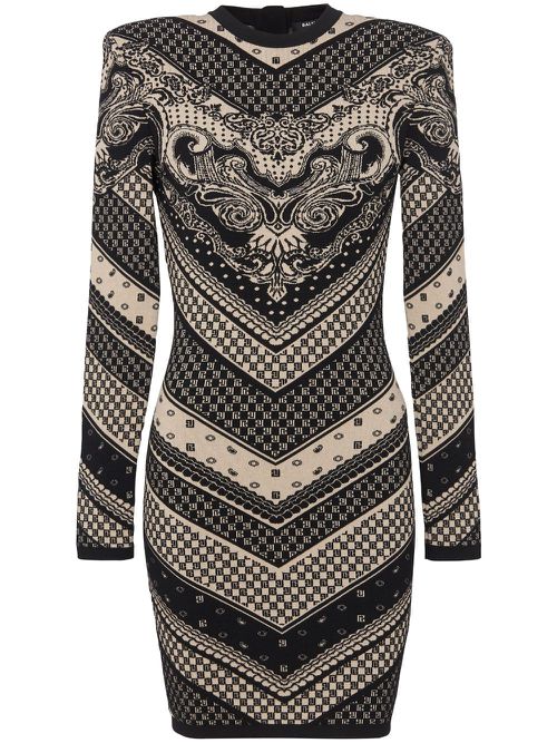 Monogram fine-knit minidress - Black