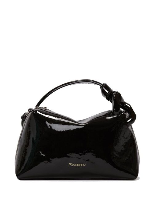 Corned coated-finish denim shoulder bag - Black