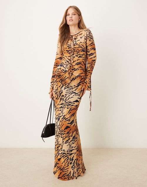 Maxi skirt co-ord in tiger print-Multi