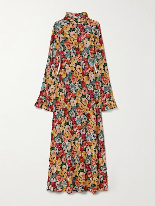 Musetta Floral-print Silk Crepe De Chine Midi Dress