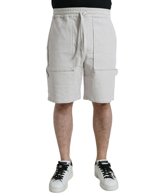 Cotton Corduroy Bermuda Shorts — Beige