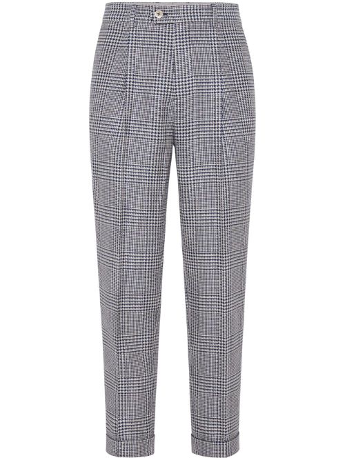 Check-pattern tapered trousers - Blue