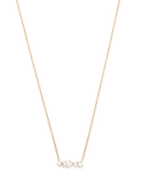 14kt yellow gold mini diamond bar necklace