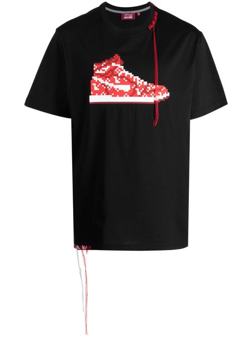 Sneaker-print cotton T-shirt - Black