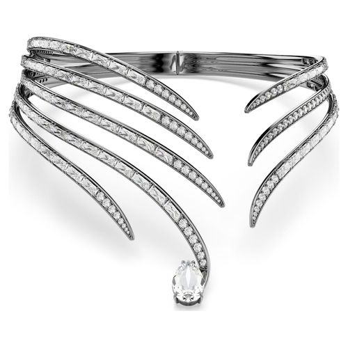 The Vienna Collection choker, Feather, White, Ruthenium plated