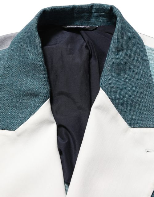 Patchwork Linen Blazer — Multicolor
