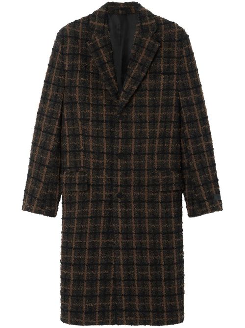 Tweed single-breast coat - Brown