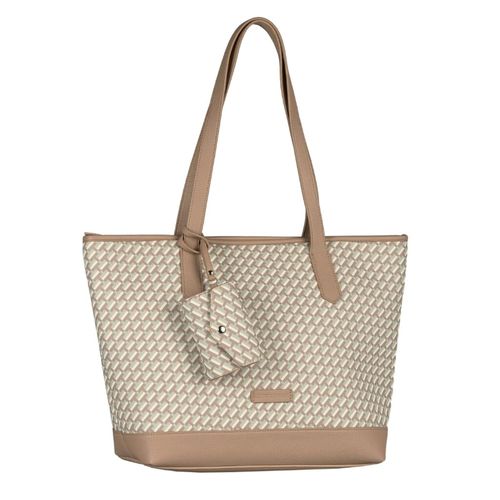 TOM TAILOR Shopper camello / écru / verde pastello