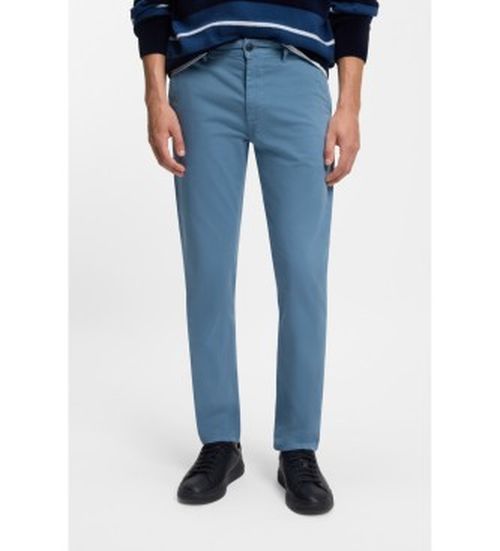BOSS für Herren. 50510933 Chinos slim fit blau Stretch-Baumwoll-Satin-Chinos 30/34, Lässig, Baumwolle