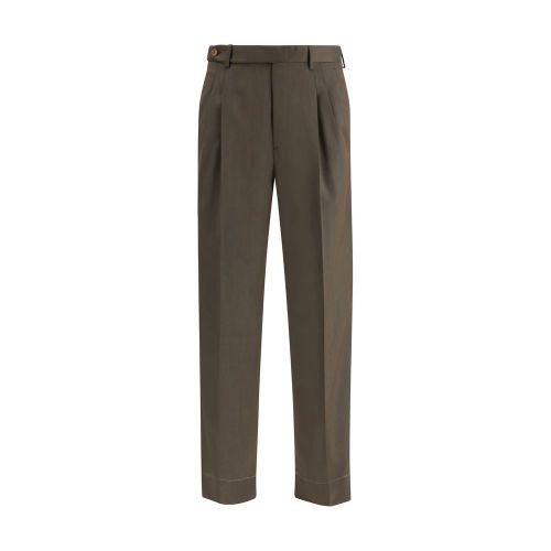 Pleated Wool Trousers — Brown