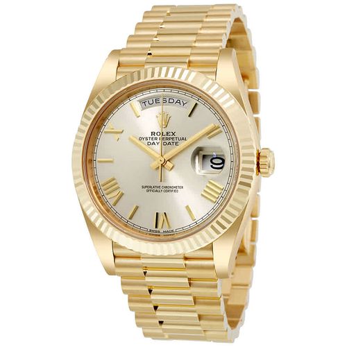 Day-Date 40 Silver Dial 18K Yellow Gold President Mens Watch 228238SSRP