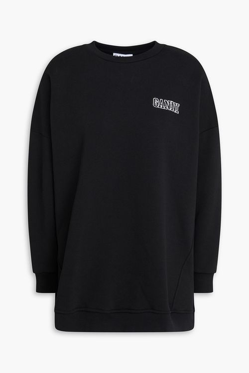 Oversized embroidered cotton-blend fleece sweatshirt - Black - XXS/XS