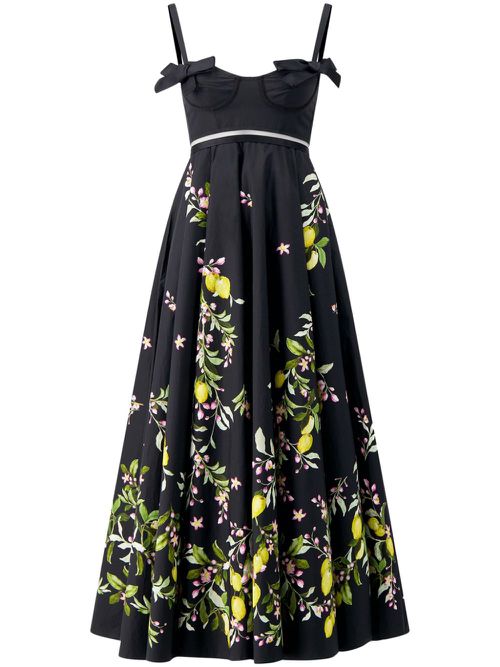 Saint-Tropez floral-print flared midi dress - Black