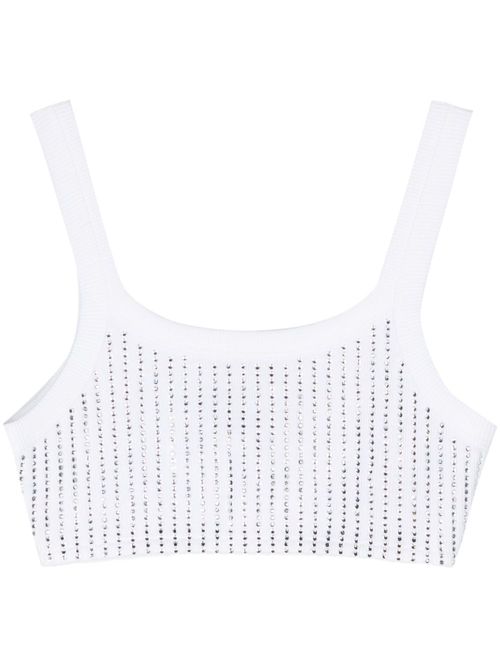 ATTICO CRYSTAL LOGO BRALETTE TOP WHITE