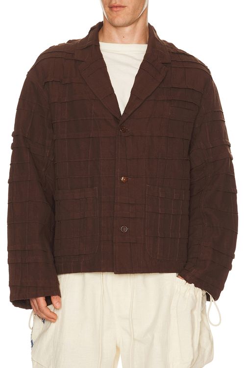 Story mfg. Cove Jacket in Wayward Check - Brown. M also in L, XL/1X