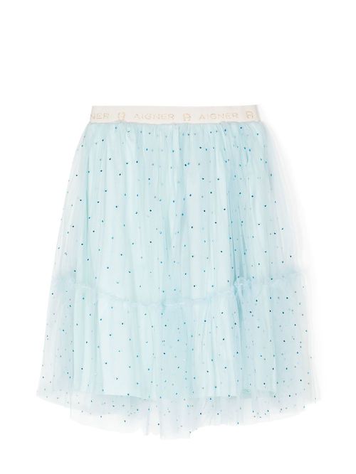 Sequin-embellished tulle skirt - Blue