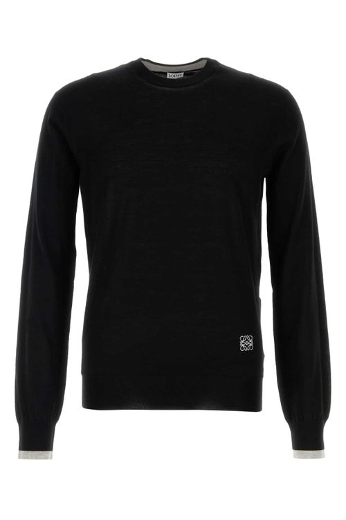 Logo-Embroidered Wool Sweater — Black