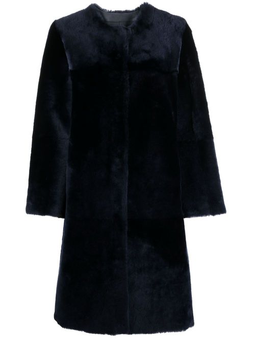Reversible leather shearling coat - Blue