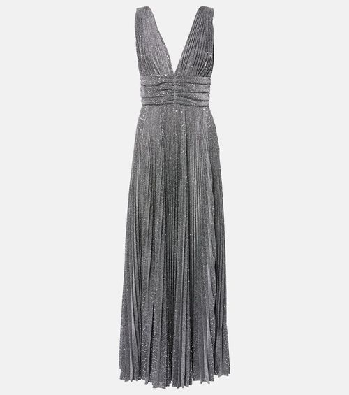 Metallic plissé cocktail dress