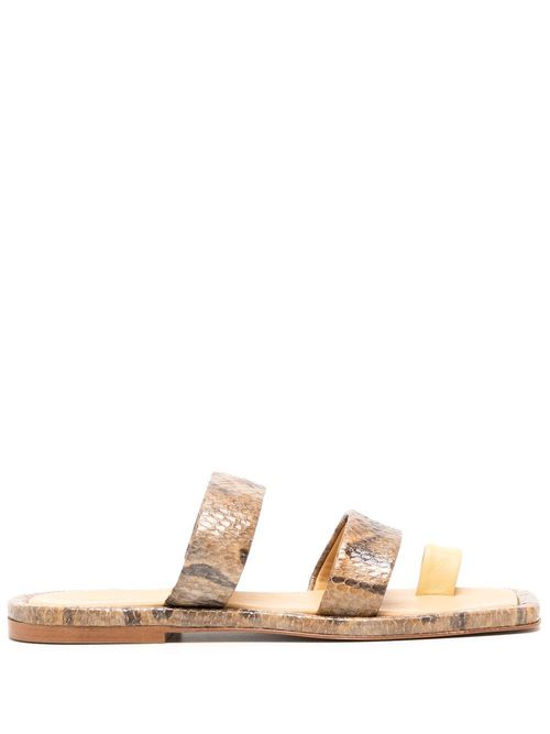 Larissa snakeskin-print leather sandals - Brown