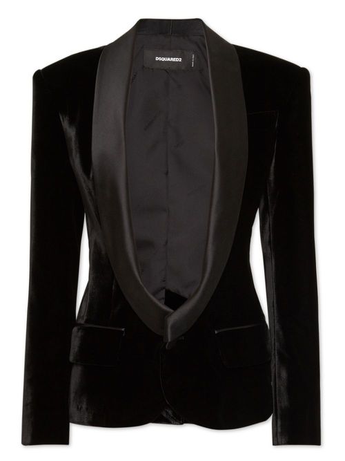 Shawl-lapels single-breasted blazer - Black