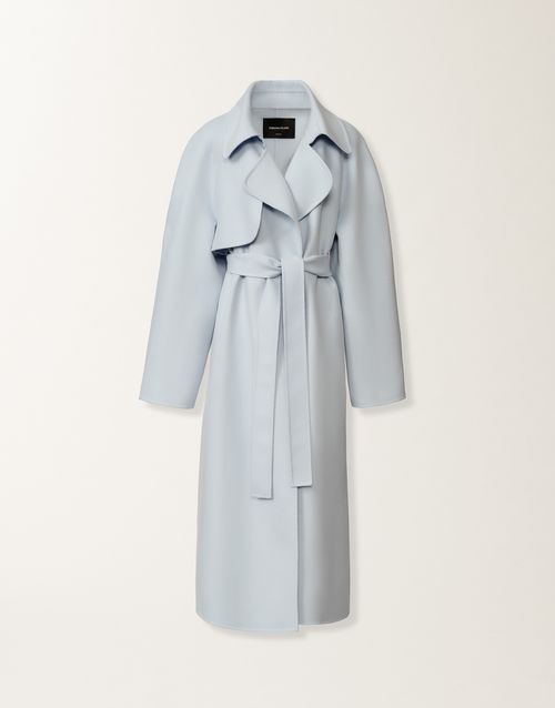 Double wool trench coat, aqua