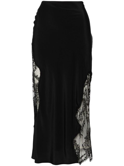 Lace-panelling midi skirt - Black