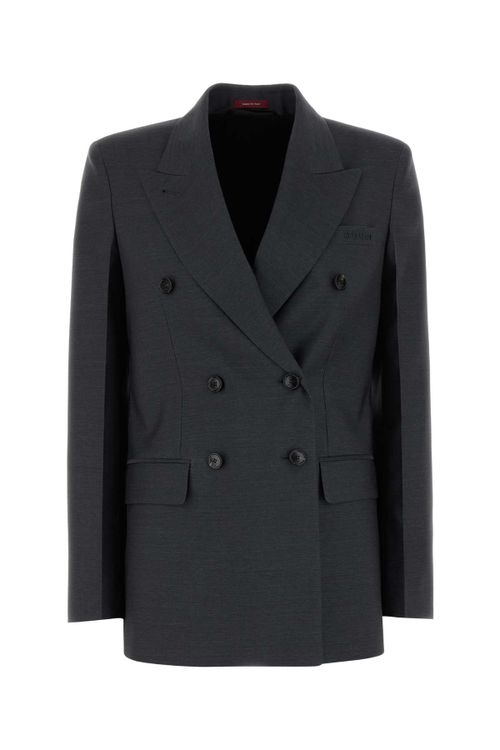 Double-Breasted Wool Blazer — Gray