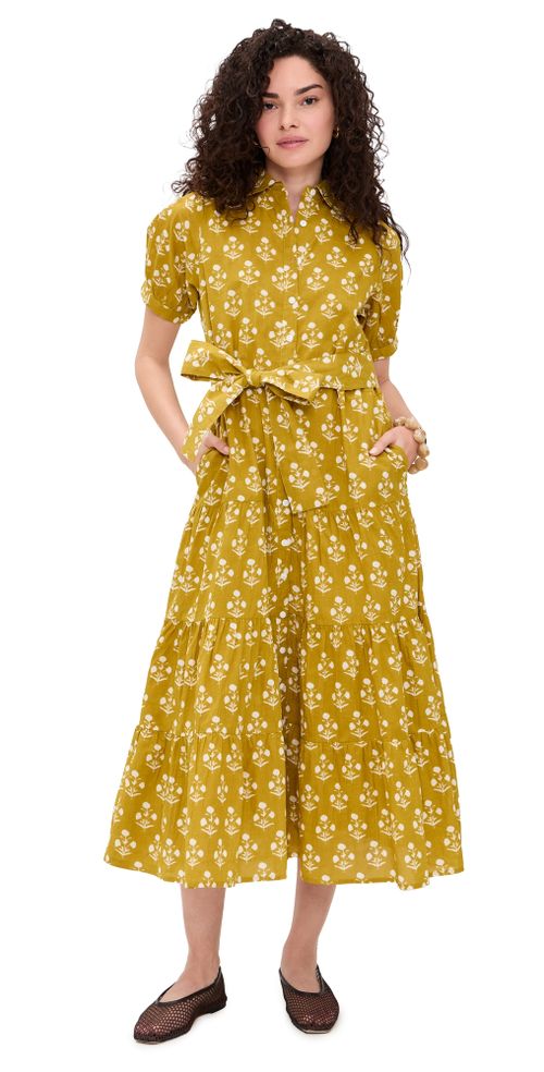 Short Sleeve Shirt Dress Chartreuse Daffodil