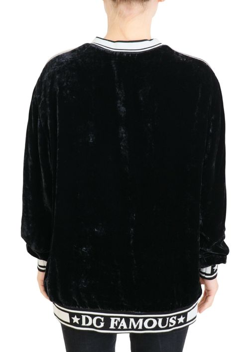 Velvet Crewneck Sweater — Black