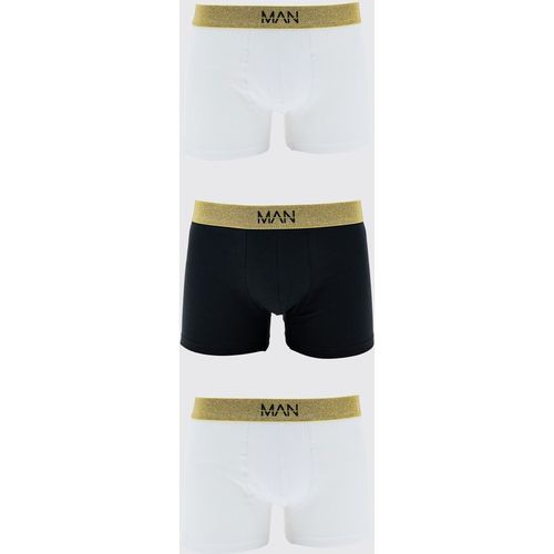 BoohooMAN Mens 5 Pack Man Dash Gold Waistband Boxers In Multi - Multicolour Cotton - Sma